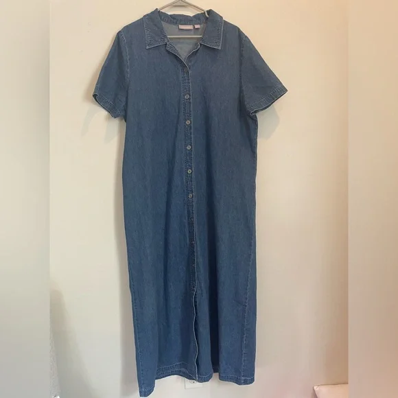 Nordstrom | Dresses | Nordstrom Blue Buttoned Midi Dress With Collar